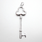 Sterling Shamrock 3-leaf Clover Key Pendant w/CZ Sterling Shamrock 3-leaf Clover Key Pendant w/CZ